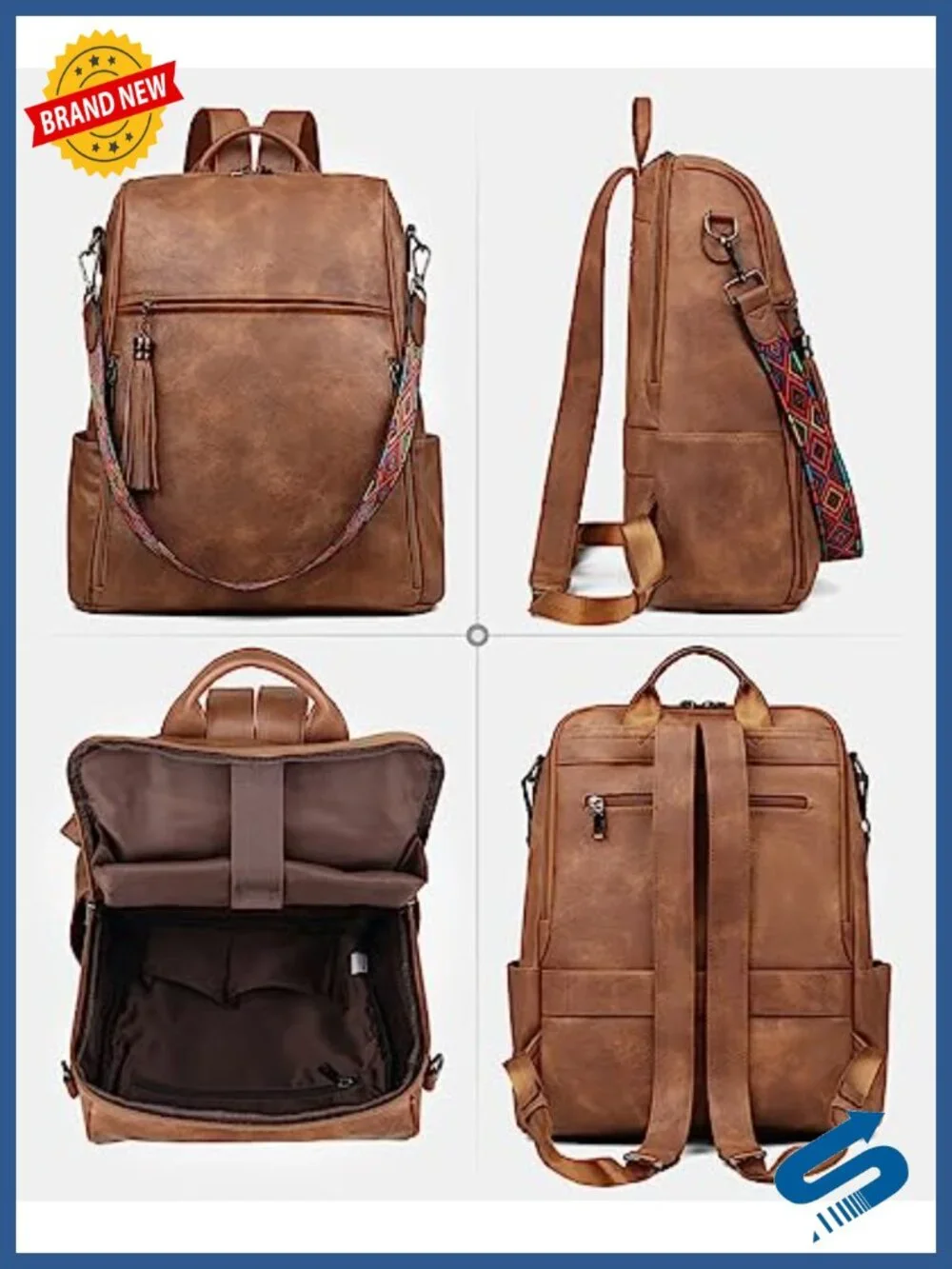 Waterproof Faux Leather Laptop Backpack for Women 15.6